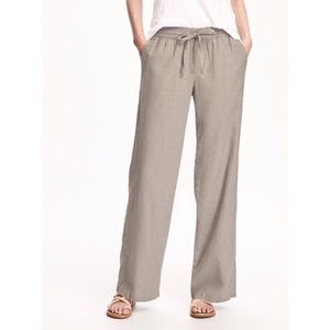 Mid-Rise Linen Blend Pants